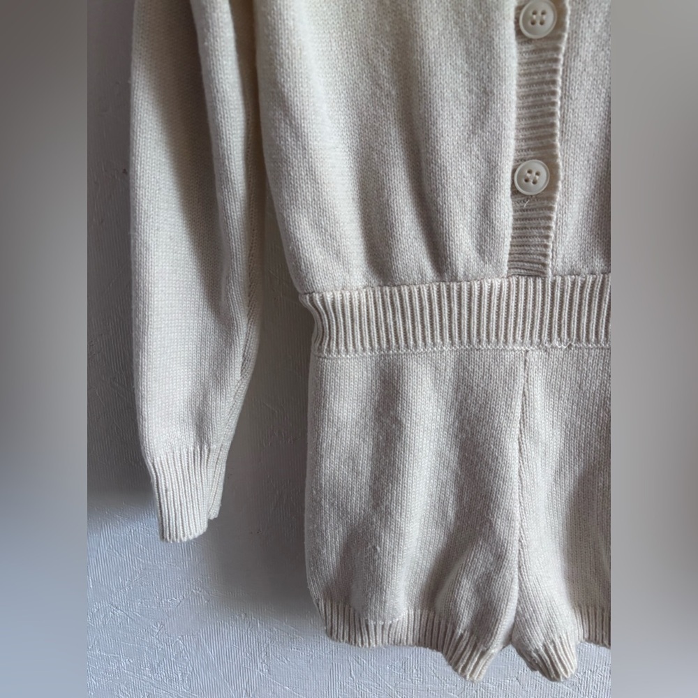 Zara Limited Edition Wool Blend Cream Button Knit Long Sleeve Playsuit Romper - Picture 10 of 14